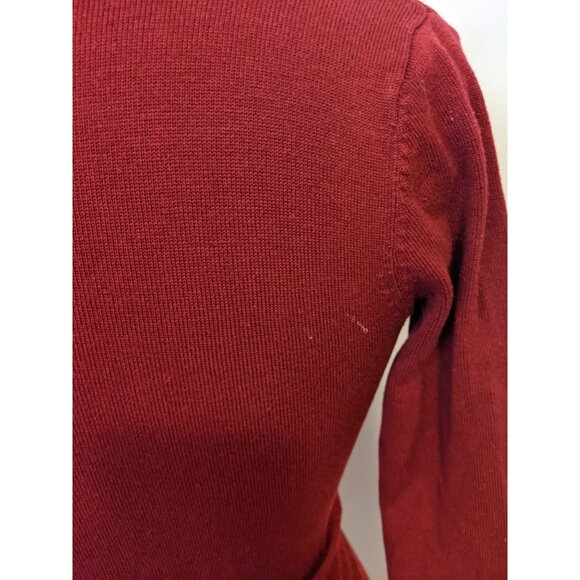 Vintage Y2K Red Cable Knit Hooded V-Neck Sweater Top with Pockets Preppy Sz S - Picture 8 of 10